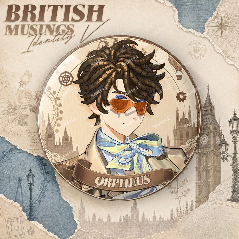 Фото Значок-брошь Game Identity V из серии British Musings Double Flash с Эммой Вудс, Орфеусом, Альва Лоренцем для фанатов, коллекционный подарок №4