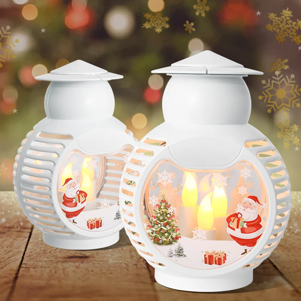 

Christmas Snow Globe Lantern with Carrying Handles Lighted Projection Lantern USB Charging Romantic Home Party Decor Props