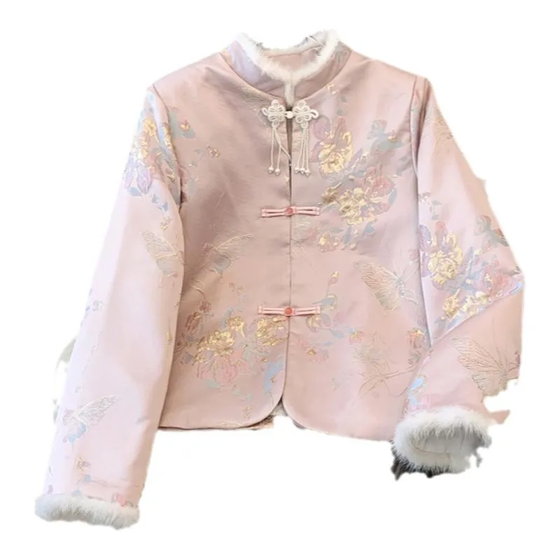 Новое китайское пальто на хлопковой подкладке для женщин зимнее