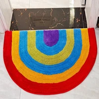 fluffy bathmat semicircle rainbow rug nordic flocking mat bathroom carpet anti slip floor bath mat welcome doormat home decor