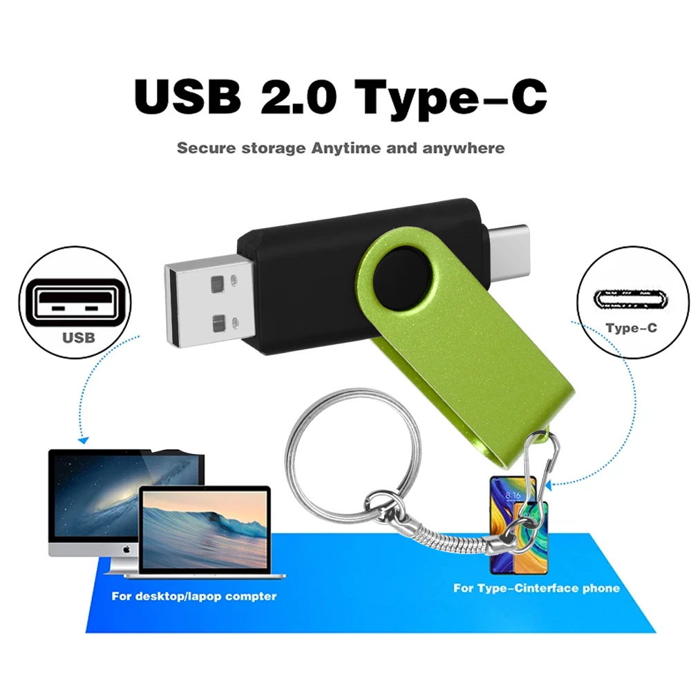 OTG USB флэш-накопитель 2 в 1 256 и Type-C 128 ГБ 64 32 16 высокоскоростные флэш-накопители