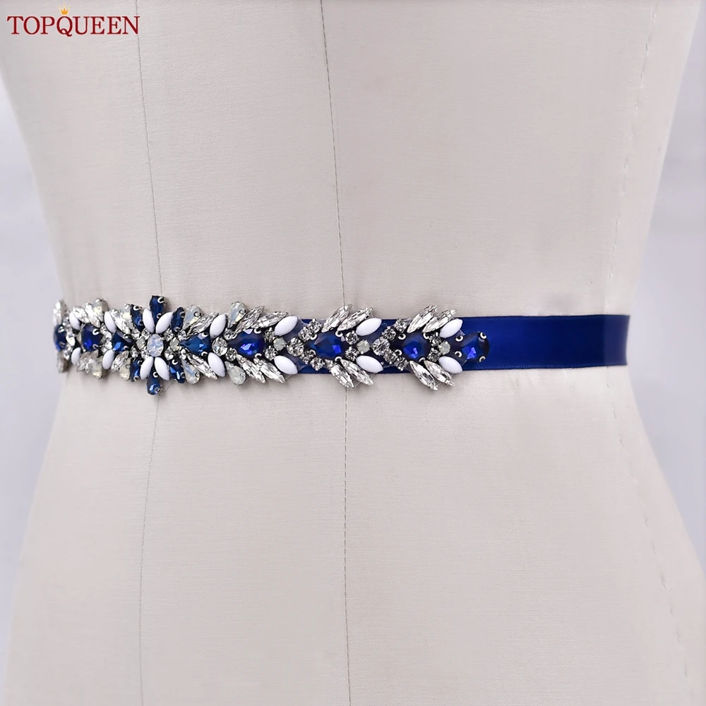 TOPQUEEN S476-ML свадебное платье свадебный пояс Алмазная аппликация голубое вечернее