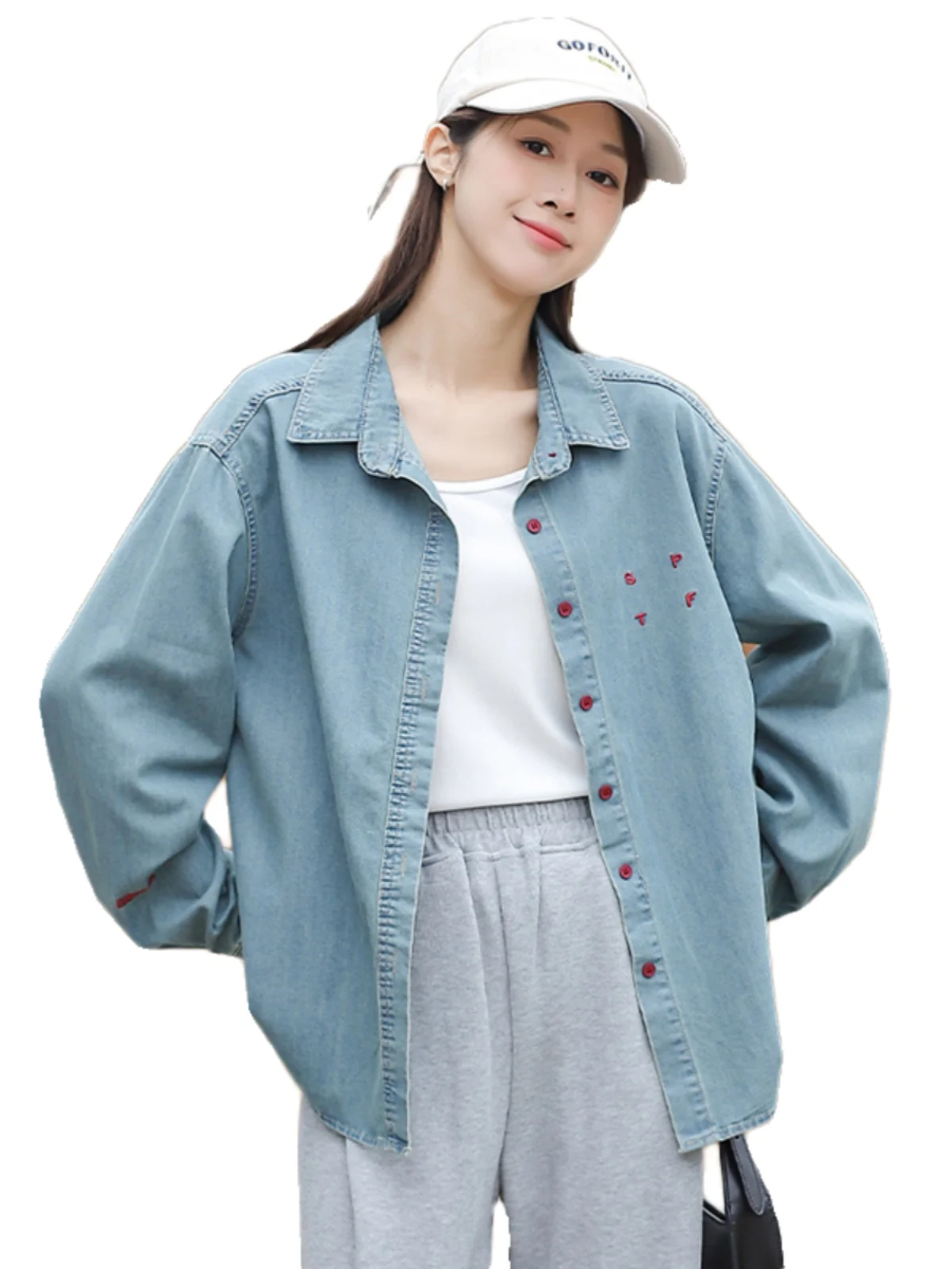 Джинсовые рубашки с длинными рукавами верхняя одежда весенне-осенняя для