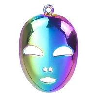 5pcs hot selling mask charms pendant accessories alloy rainbow color for gift customied jewelry making earring necklace bulk