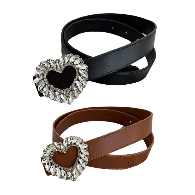 

28GD Heart Buckle Belts for Man Woman Lightweight Belt for Jeans Cowgirl