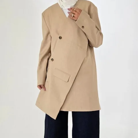 DNBS 2023, женский авангардный пиджак большого размера, повседневная куртка с асимметричным подолом и диагональной планкой, легкая весна-лето