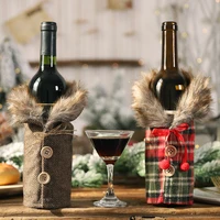 celebrate the new christmas table wine bottle decorated striped plaid skirt
