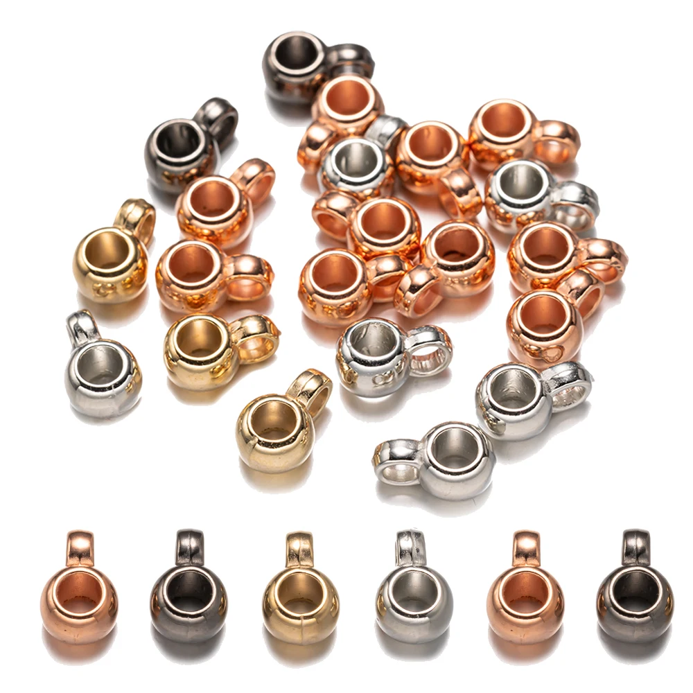 

100pcs CCB Large Hole Spacer Beads Hanger Charm Connector Dangle Link for DIY European Bracelet Necklace Jewelry Making Supplies