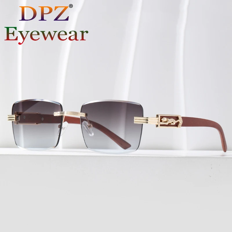 

2023 Модные солнцезащитные очки Carter в стиле «Гепард» с деревянными дужками, квадратные безободковые солнцезащитные очки для женщин и мужчин, роскошные брендовые дизайнерские солнцезащитные очки в стиле хип-хоп и панк