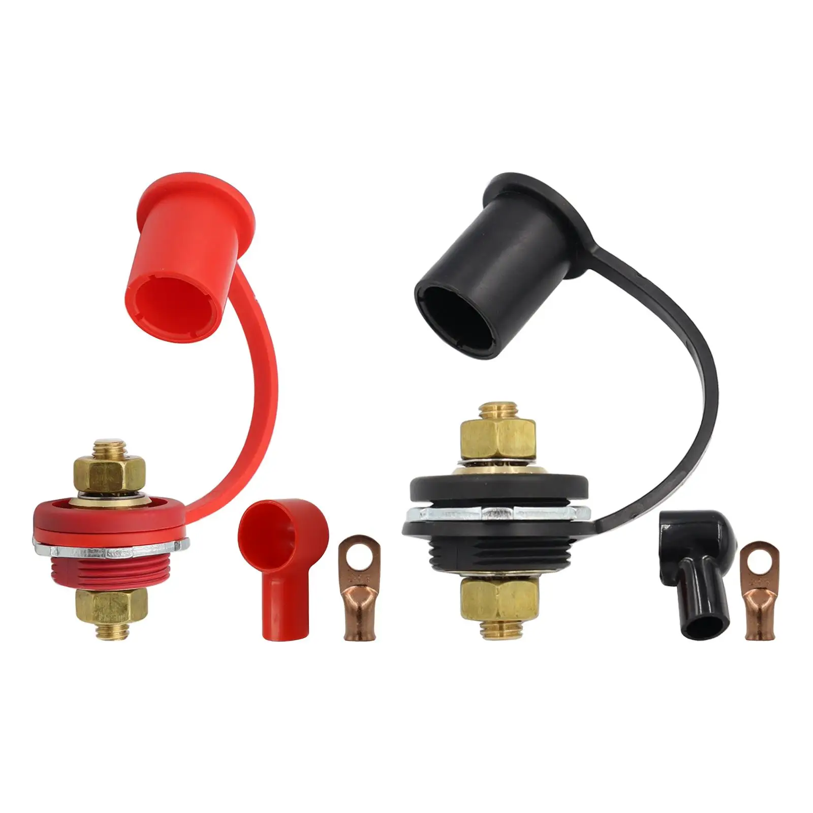 

thru Panel Battery Terminal Connector with Rubber Sleeve Durable 250A for Car Yacht Automobiles Replaces Accessories