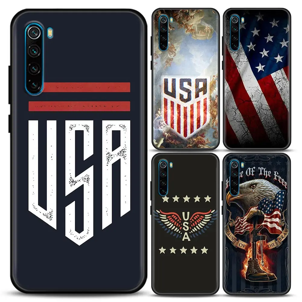 Американский флаг США для Redmi 6 6A 7 7A Note 8 A 8T 9 S Pro 4G T Мягкий силикон |