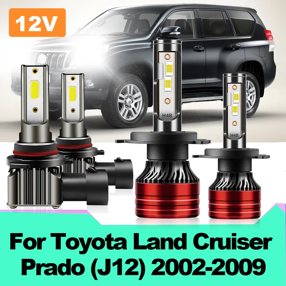

Суперъяркая светодиодная фара, 16000 лм, лампа головного света H4, Ближний/Дальний свет, 120 Вт/12 В, противотуманная фара для Toyota Land Cruiser Prado (J12) 2002, 2003-2007, 2008, 2009