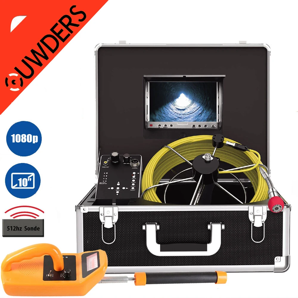 

40m 1080P sonda transmitter location Drain Pipe Sewer Inspection Industrial Endoscope Borescope camera kit with 10inch monitor