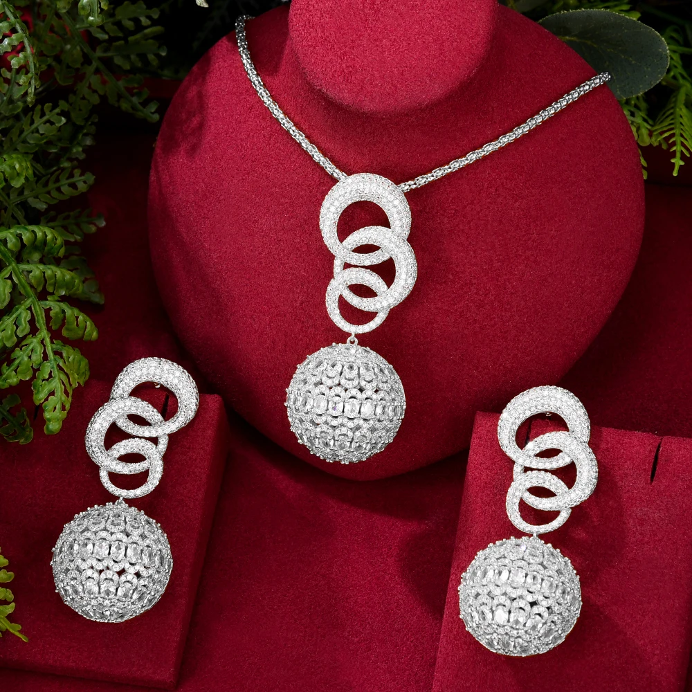

Missvikki великолепный 2 шт. большой роскошный кулон ожерелье серьги комплект ювелирных изделий благородный супер Свадебные аксессуары Высокое...