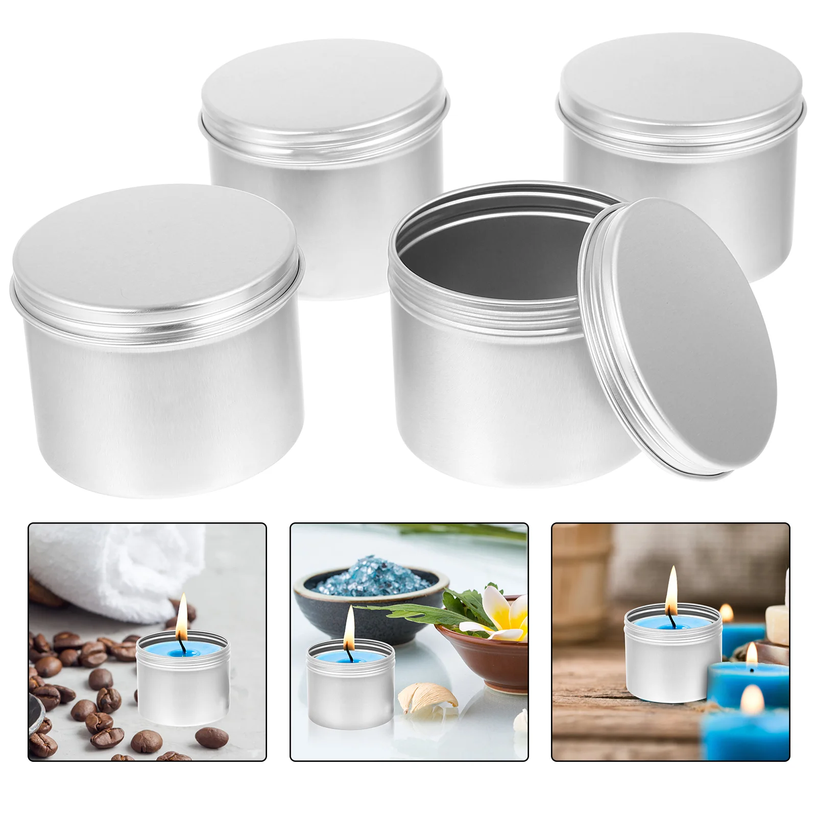 

4/6pcs Round Aluminum Refillable Jar Tea Container Candle DIY Aluminum Box Metal Tins DIY Candle Containers Candle Jars