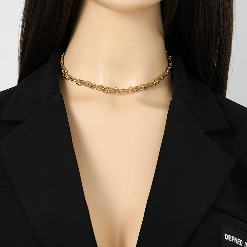 EILIECK 316L нержавеющая сталь металл золотого цвета бусина обмотка цепочка ожерелье