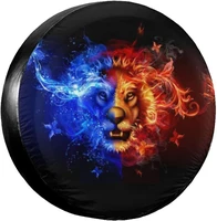 christmas decorations fire and ice lion spare tire covers polyester universal waterproof sunscreen wheel covers for jeep trailer