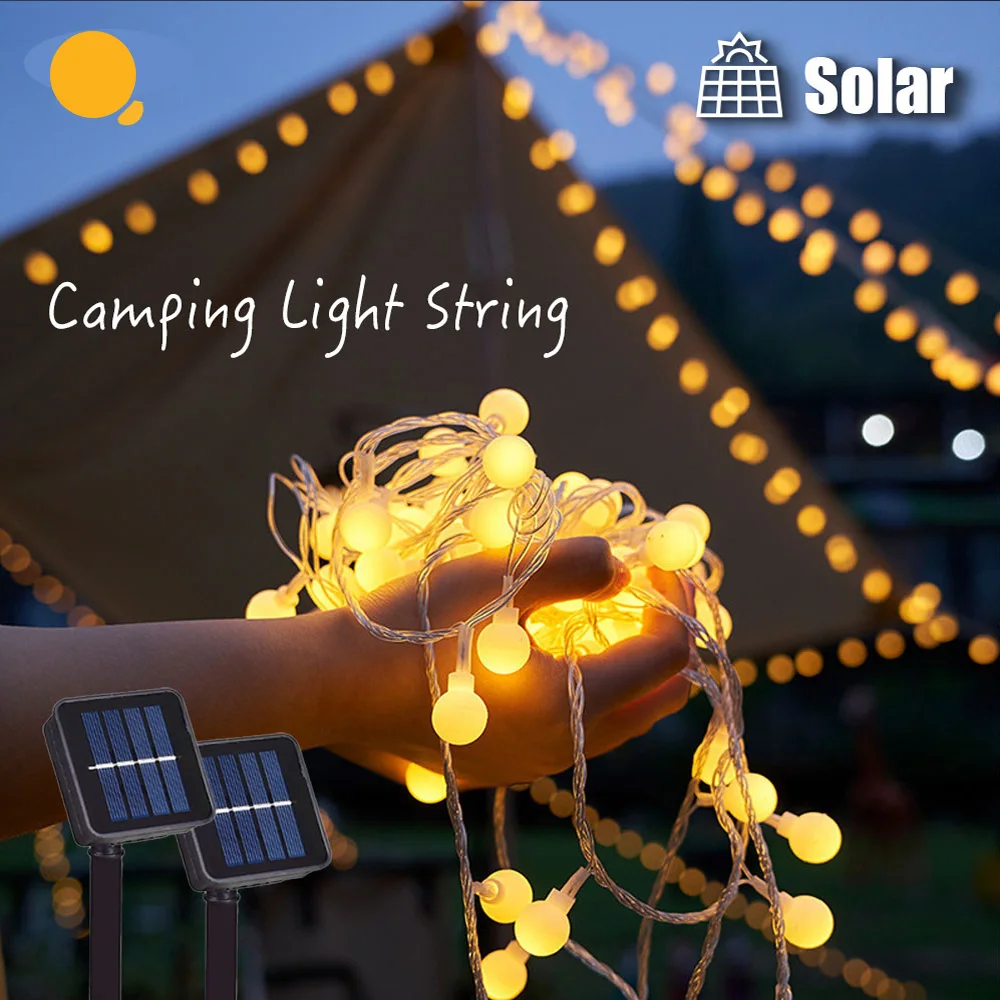 

Solar String Led Lights Outdoor Camping Crystal Globe Lights Waterproof Fairy Light for Garden Christmas Party Decoration