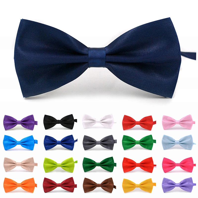 Fashion Bow Men's Ties For Men Solid Color Bowtie Tuxedo Male Marriage Butterfly Cravat Wedding Party Bow Ties Black White Green