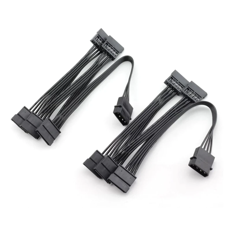 

2PCS Molex 4Pin IDE To 5 SATA 15Pin Hard Drive Power Supply Splitter Cable For DIY PC Sever 18AWG 4-Pin To 15-Pin Power