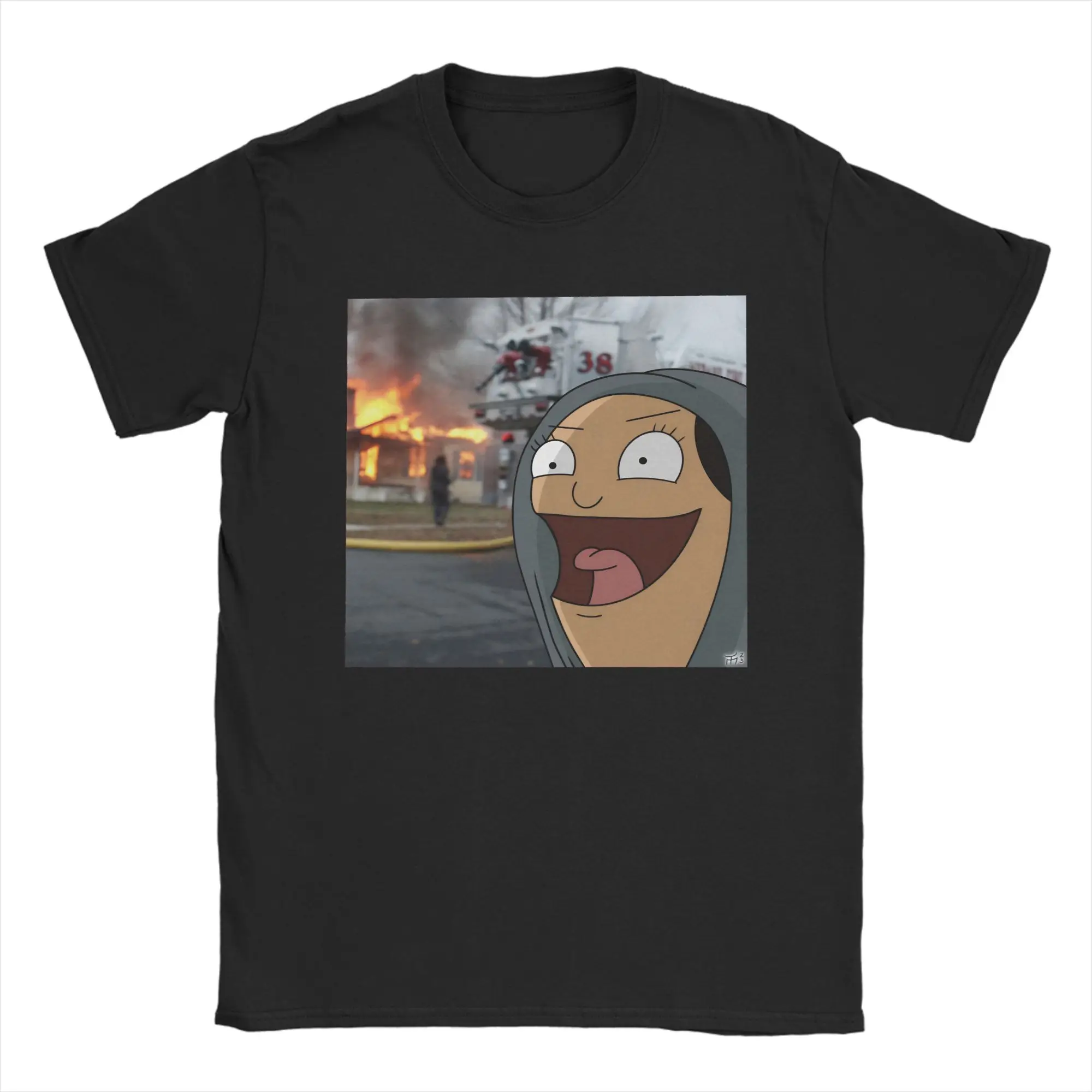 Фото Футболка Bob Burgers Burgers Memes Louise Fire, летние футболки, хлопковая футболка в стиле Харадзюку для пар, топы с короткими рукавами и узором №1