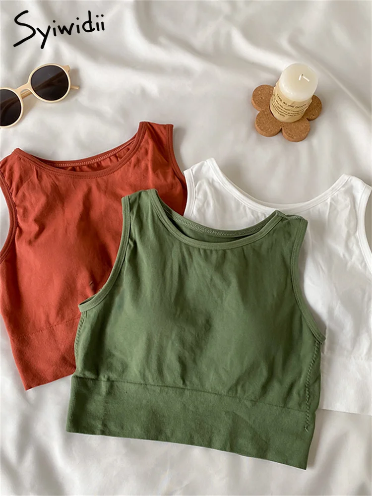 Syiwidii корейский спортивный укороченный топ женское нижнее белье со встроенным