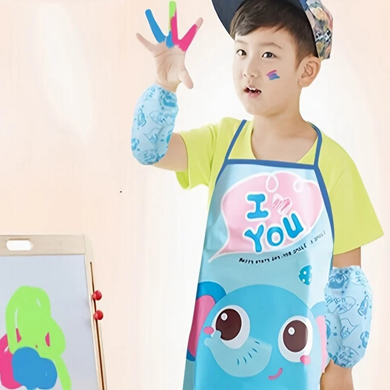 

4 Styles Children's Painting Anti Dirty Apron Suit Cute Creative Junior Baby Animals Waterproof Sleeve With Cartoon Pattern
