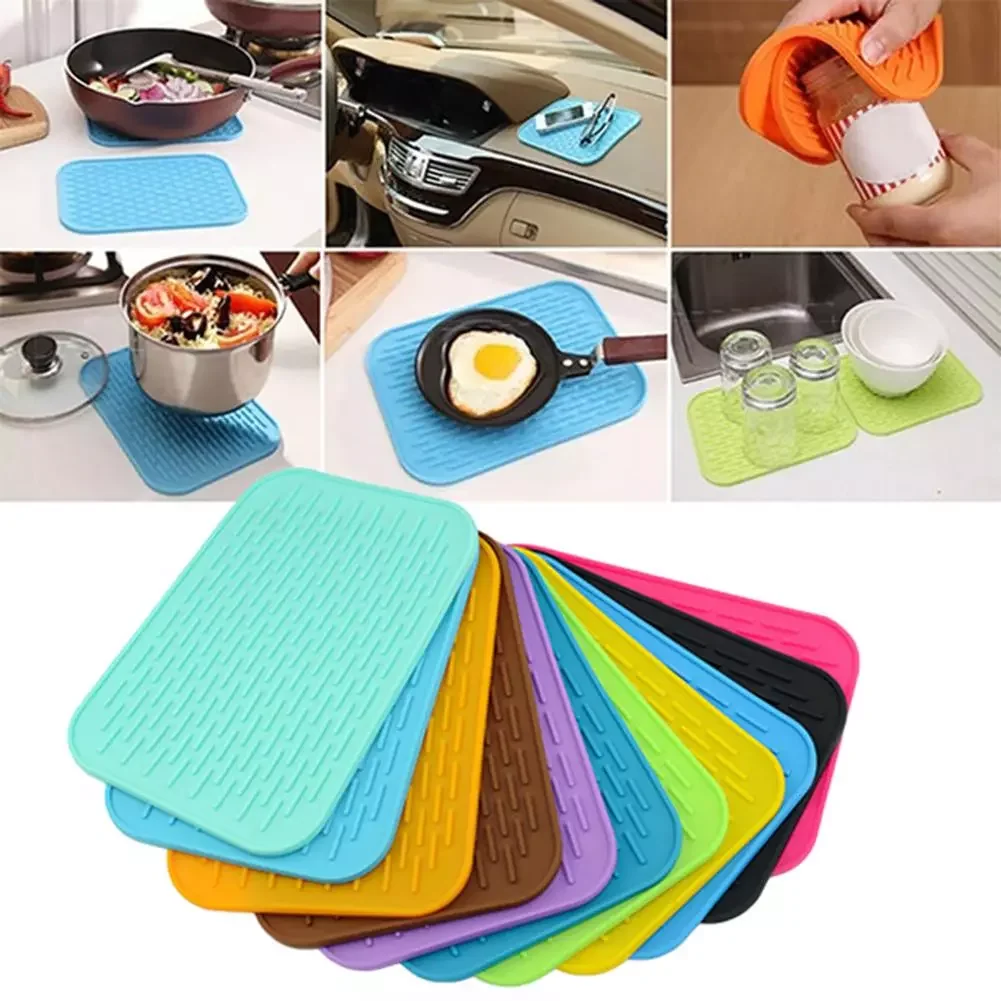 

Hot ! Kitchen Silicone Heat Resistant Table Mat Non-slip Pot Pan Holder Pad Cushion Protect Table Tool Heat Resistant Table
