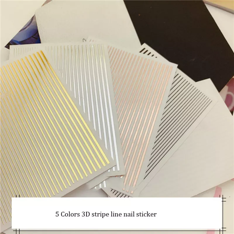 

10 Style U pick Nail Sticker Curve Stripe Lines 3D Neon Line Nail Sticker Multi-size Wave Stripe Self-Adhesive Nail Stickers