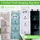 Bew настенная подвесная сумка с медведем, 3 карманных Вешалки для ванной, детская подвесная сумка, 3 карманных складных сумки для хранения, сумка для детской комнаты, домашний декор