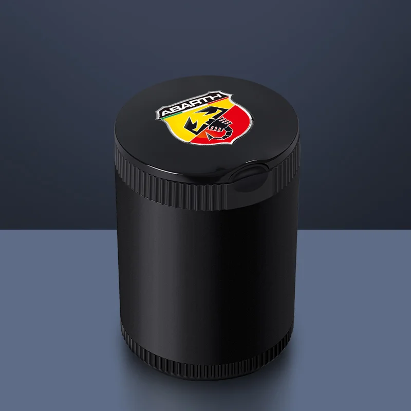 

Car Ashtray Flame Retardant With LED Light For Fiat Abarth 500 124 Emblem Aluminum Alloy Portable Smokeless Cigarette Case