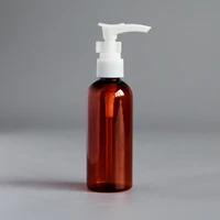 5pcs 100ml amberbrown color refillable squeeze plastic lotion bottle with white pump sprayer pet plastic portable lotion bottle