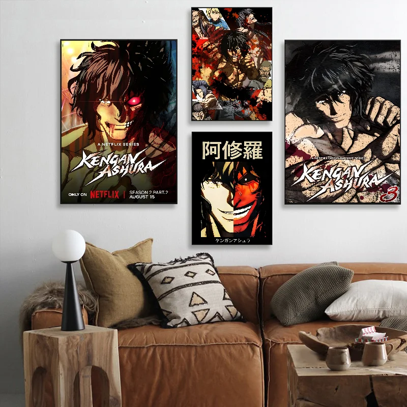 Аниме Kengan Ashura Poster Самоклеящаяся художественная водонепроницаемая бумажная