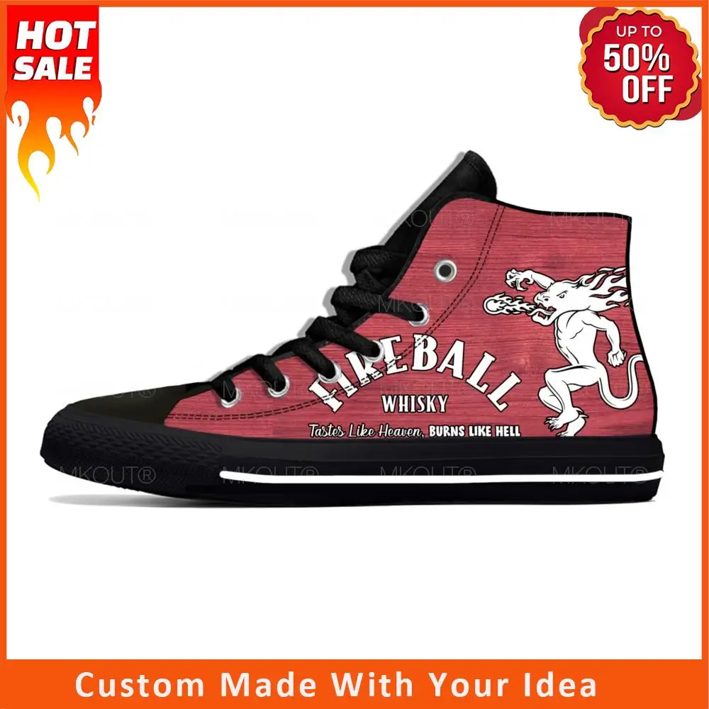 

Высокие кроссовки Fireball с корицей, виски, мужская и женская повседневная обувь для подростков, холщовые беговые кроссовки с 3D-принтом, легкая...