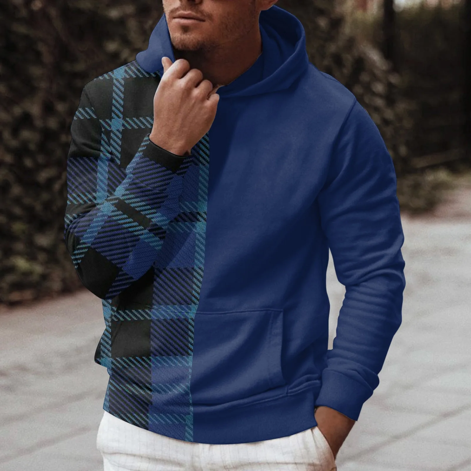 

Plaid Print Hoodies Sweatshirt Casual Streetwear Hoodie Color Block Tops Dailywear Sweatshirts For Men Plus Size Sudaderas 2023