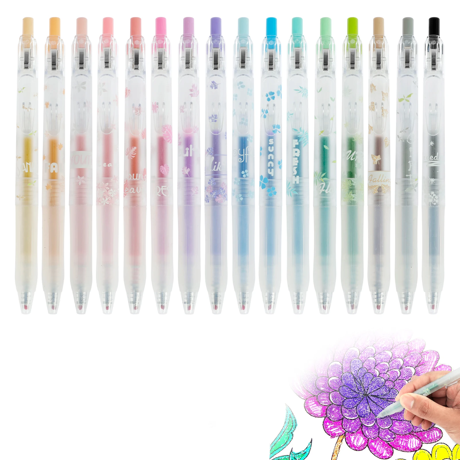 

Блестящие гелевые ручки с зажимом для ручки, 16 шт., разноцветные гелевые ранцы 0,5 мм, Набор цветных гелевых ручек, выдвижная шариковая ручка