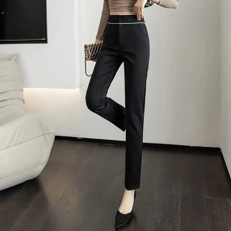 

Офисные брюки-карандаш с завышенной талией, новинка 2022, корейские модные облегающие белые женские брюки-султанки, женские брюки, Cintura Alta