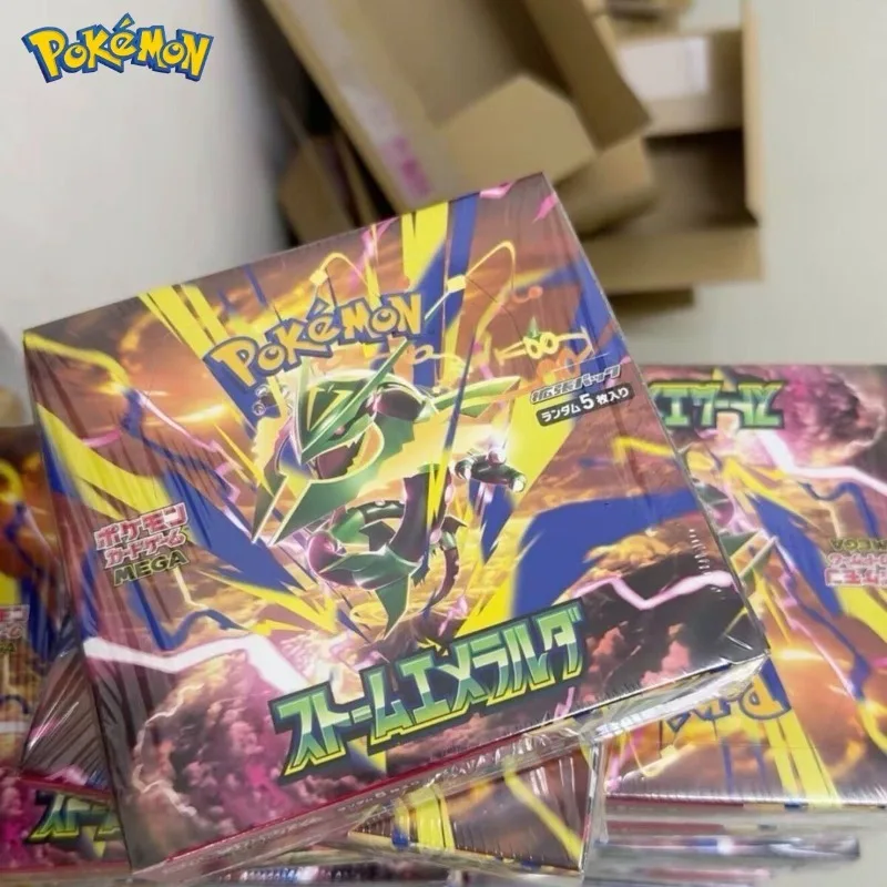 Фото Коллекционные карточки Pokémon PTCG, японская версия, M6 Storm Emeralda, заводская упаковка, оригинальный бустер-бокс, Mega Rayquaza‑ex. №2