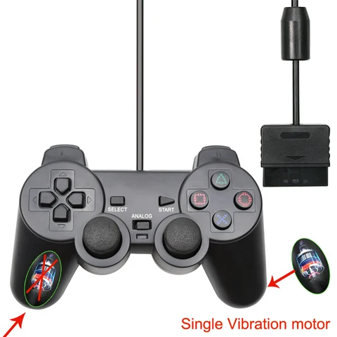 Прозрачный цветной проводной контроллер для PS2 /PS1 консоль Вибрационный Джойстик Геймпад джойпад для Sony Playstation2 контроллер мандо