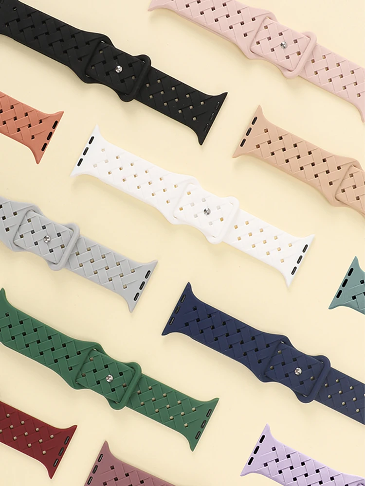 Фото Ремешок Плетеный для Apple Watch Band 44 мм 40 мм 45 мм 49 мм 41 мм 42 мм, Воздухопроницаемый браслет для iwatch series 8 7 se 3 4 5 6 ultra №4