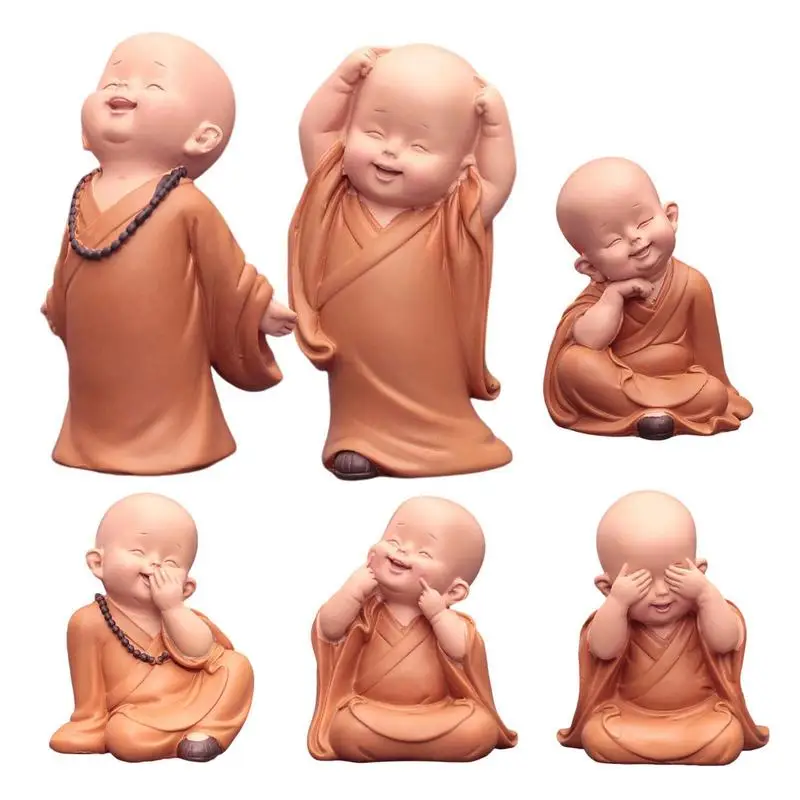 

Little Cute Monk Figurine Buddha Statue Zen Monk Figurine Cute Resin Ornament Decorative Furnishings Chinese For For Home Decor