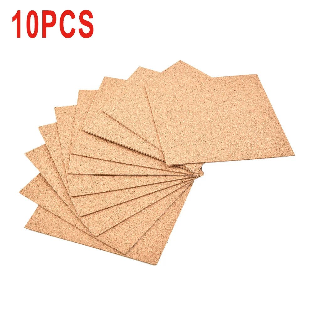 

10Pcs Square Cork Mat 10*10cm Cork Coasters Square Cork Mat Self-adhesive DIY Backing Sheet For Home Bar