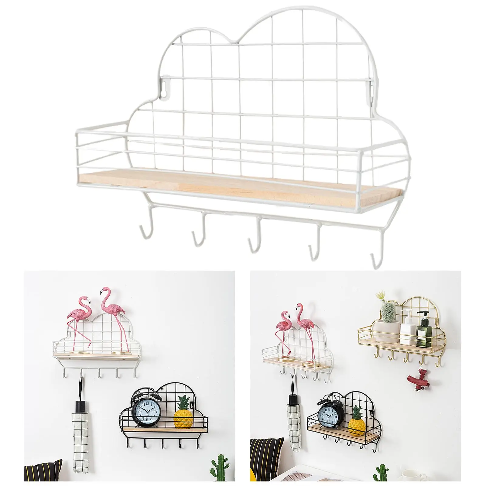 Настенная железная полка в скандинавском стиле крючки стеллаж для хранения