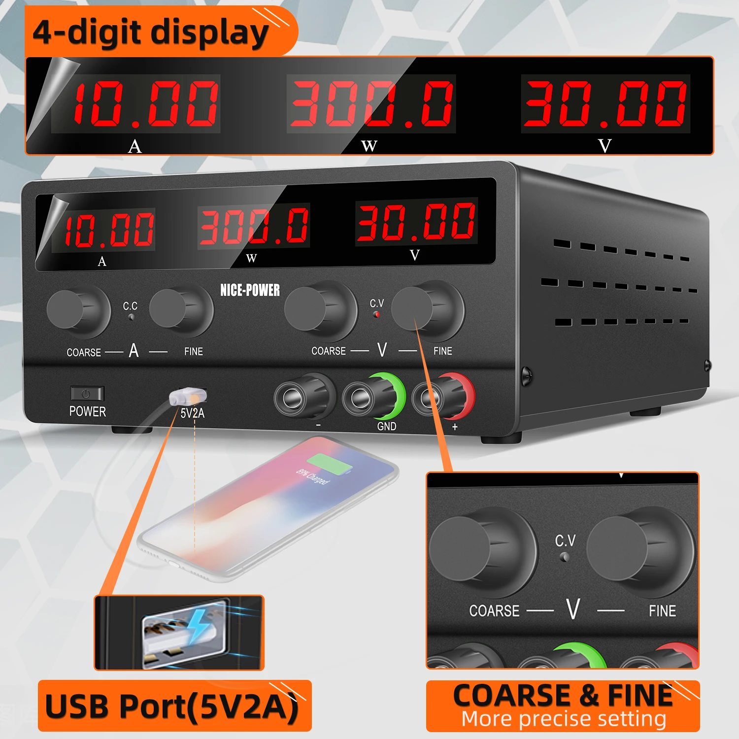 NICE-POWER SPS-H3010 Digital Display Current Voltage DC Power Supply Repair Computer Current Display 30V 10A Voltage Regulator enlarge