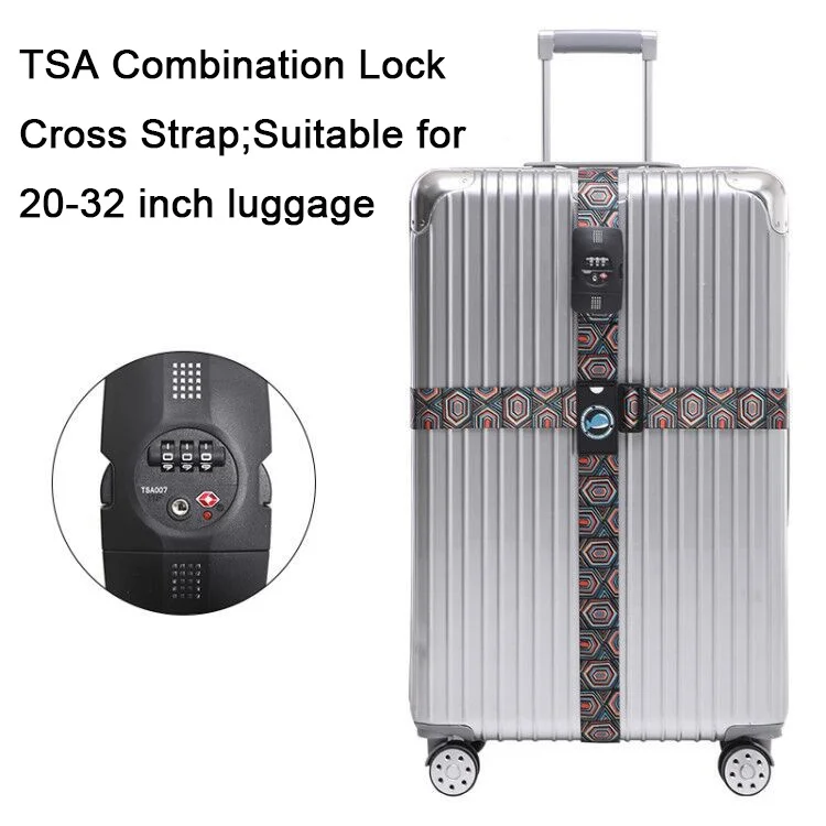 New Hot Adjustable Travel Suitcase TSA Lock Buckle Strap Belt Luggage Strap Cross Belt Luggage Band Baggage Straps Tie Belt