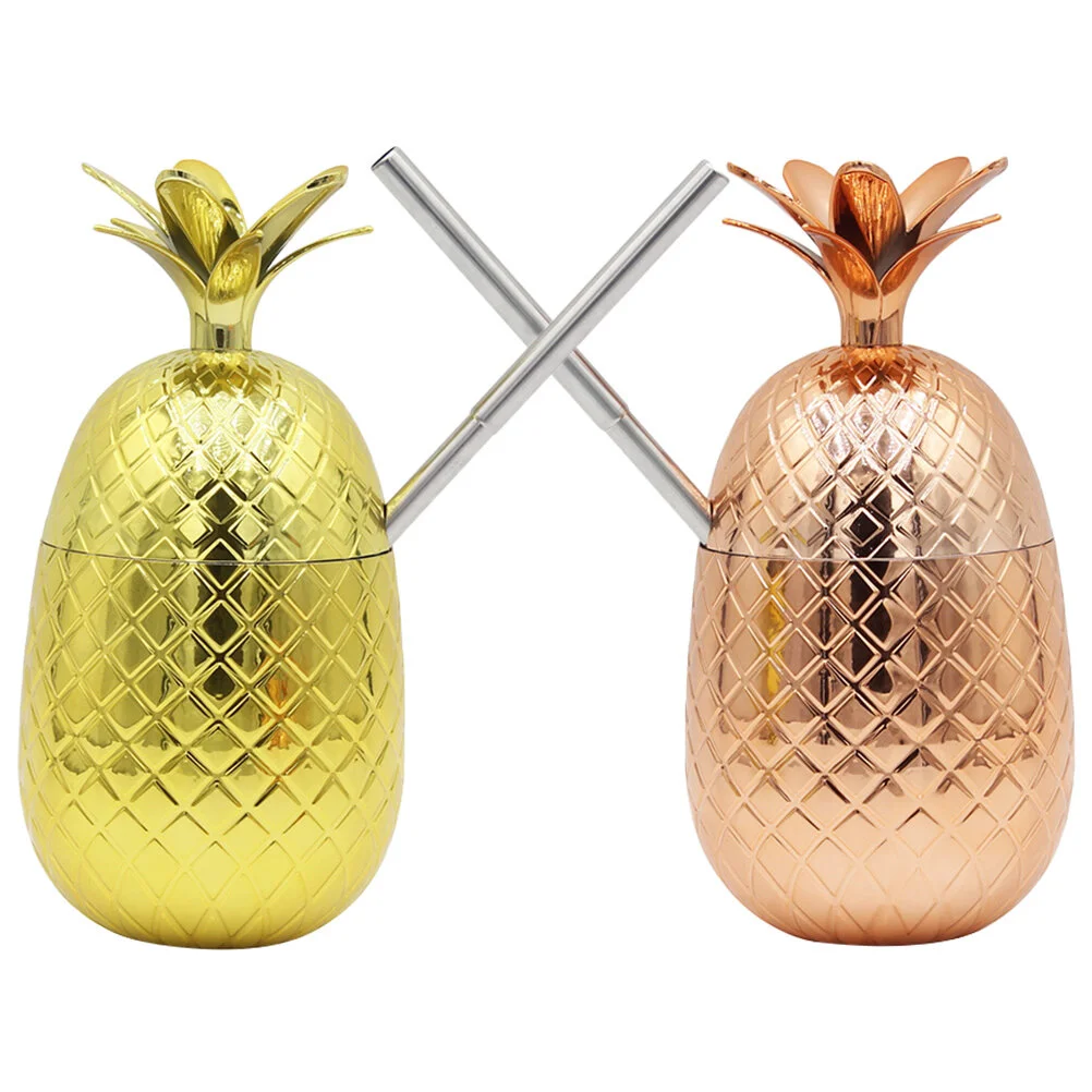 

2 Sets Pineapple Cup Cocktail Cup Straw Pineapple Cup Cocktail Cup for Holiday Party