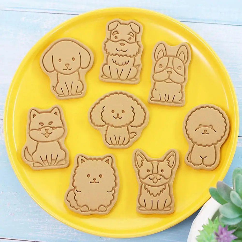 

8pcs/set Cookie Cutters Mold Plastic Corgi Dog Shaped Biscuit Cookie Tools Diy Mold Cartoon Mould Biscuit Pressable Cake St N7x0