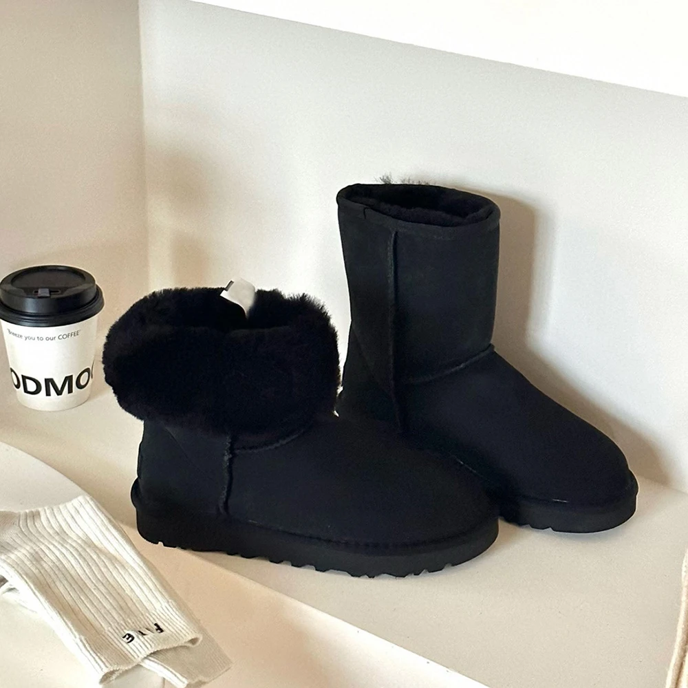 Зимние ботинки женские Tazz Platform Ultra Mini 2024 новые зимние короткие из овчины шерсти
