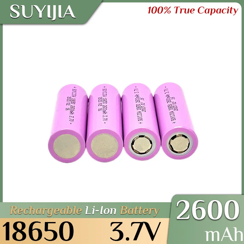 

1-10PCS SUYIJIA 18650 2600mAh 3.7V Rechargeable Lithium Battery for Flashlight Toys Head Lamp Walkie-talkie with 4.2V 1A Charger