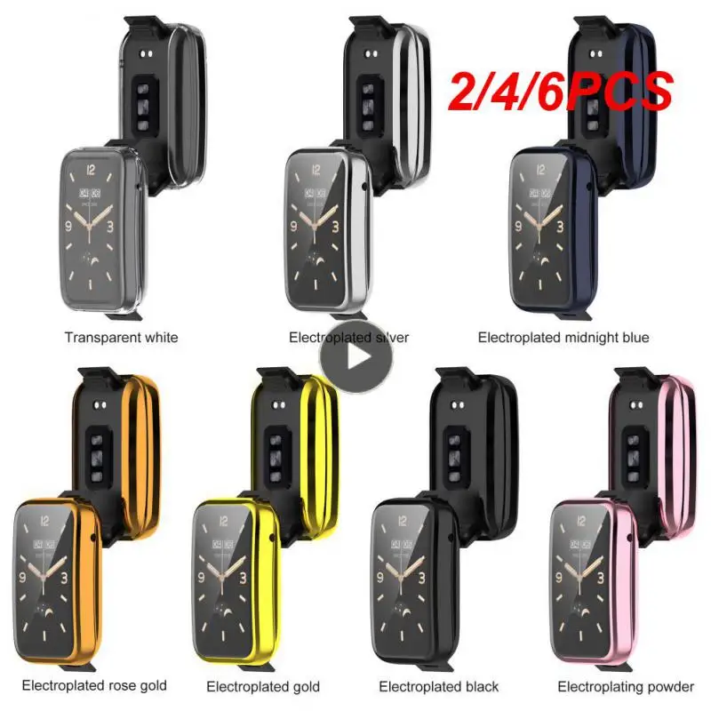 

2/4/6PCS For Mi Band 7 Protective Case All-inclusive Electroplating Smart Watch Accessories Dustproof Tpu